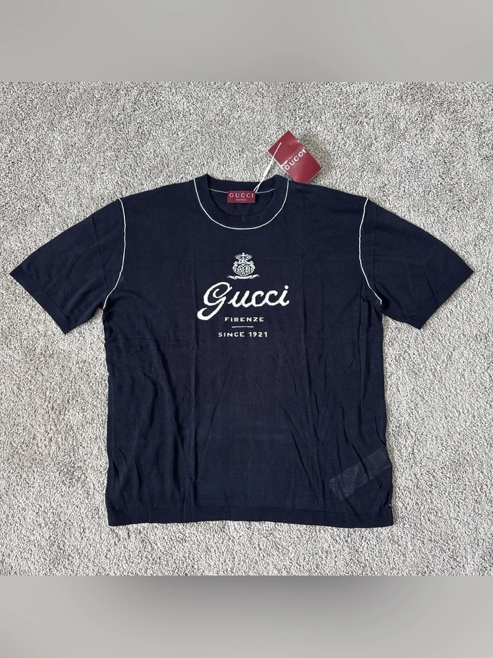 Gucci Men’s dark Navy Logo Crewneck T-Shirt size XL for men